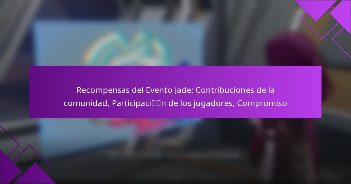 Recompensas del Evento Jade: Contribuciones de la comunidad, Participación de los jugadores, Compromiso