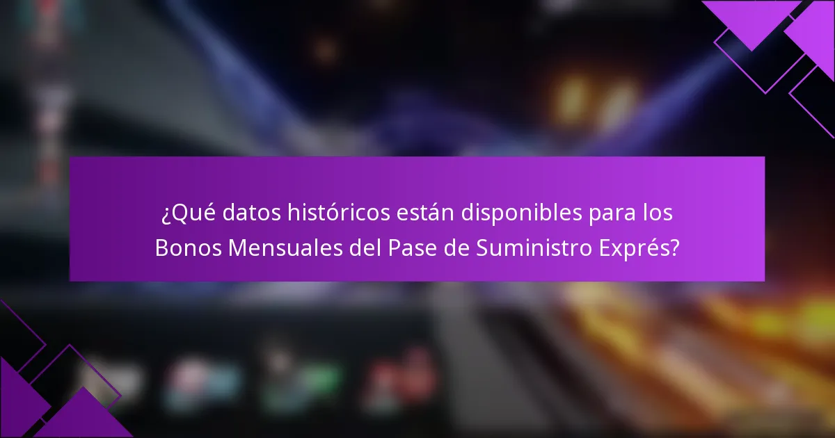 ¿Qué datos históricos están disponibles para los Bonos Mensuales del Pase de Suministro Exprés?